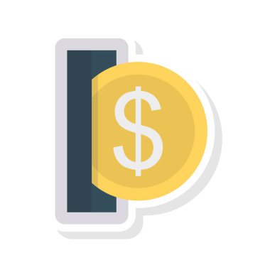 Doları para düz stil ikonu, vektör çizim 