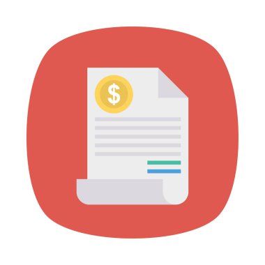 Fatura düz stil ikonu, vektör çizim, fatura kavramı  