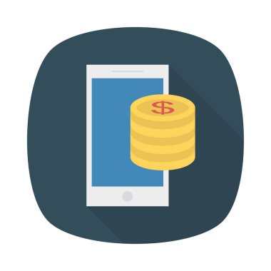 online ödeme düz stil ikonu, vektör çizim ile ekran