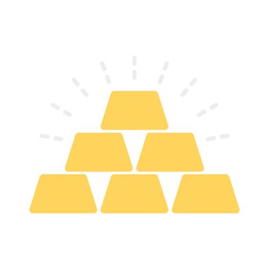 Altın külçeler düz stil ikonu, vektör çizim    