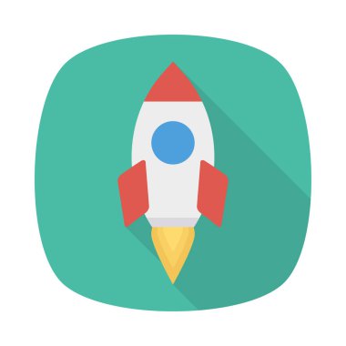 Roket düz stil ikonu, vektör çizim 