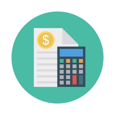 hesap makinesi ile fatura düz stil ikonu, vektör çizim, hesap kavramı 