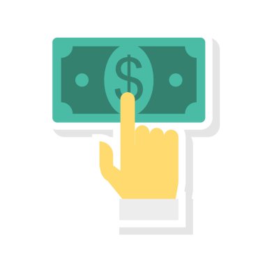 Doları düz stil simgesi, vektör çizim, nakit ödeme kavramı el 