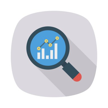 Analitik grafik düz stil simgesi, vektör çizim olan Büyüteç 