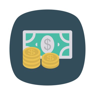 Doları para düz stil ikonu, vektör çizim 