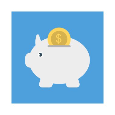 kumbara düz stil ikonu, vektör çizim, tasarruf kavramı 