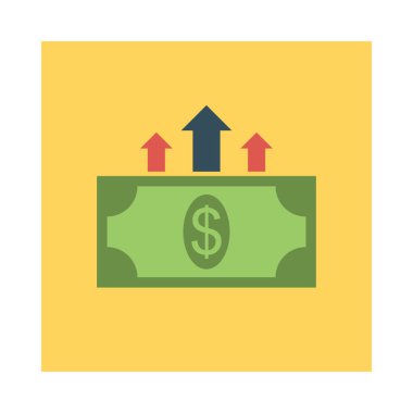 Doları banknot büyüme oklarla düz stil ikonu, vektör çizim 