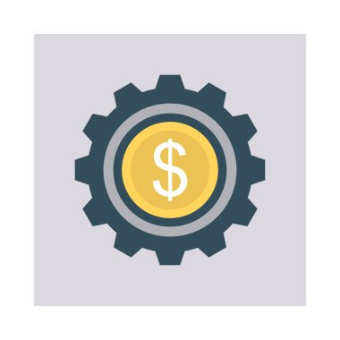 Doları para vites düz stil ikonu, vektör çizim, ödeme kavramı ile 