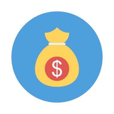 Doları çanta düz stil ikonu, vektör çizim 