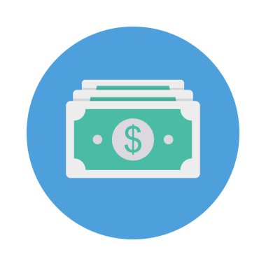 Doları para düz stil ikonu, vektör çizim 