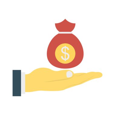 Doları çanta düz stil ikonu, vektör çizim 