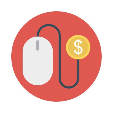 bilgisayar fare ile dolar sikke simge, ödeme tıklama kavramı 