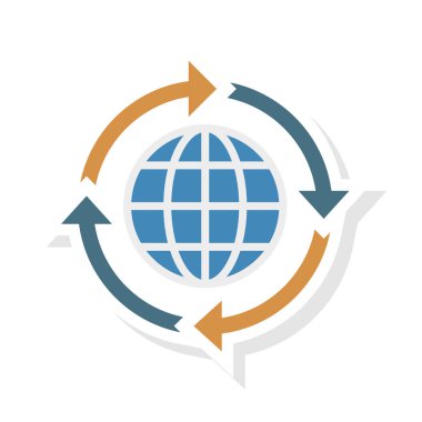 küre simgesiyle yeniden oklar düz stil, vektör çizim 