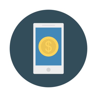 online ödeme düz stil ikonu, vektör çizim ile ekran