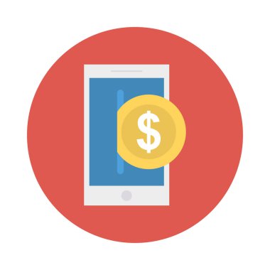 online ödeme düz stil ikonu, vektör çizim ile ekran