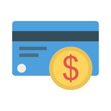 kredi kartı ile dolar para düz stil ikonu, vektör çizim 
