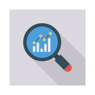 Analitik grafik düz stil simgesi, vektör çizim olan Büyüteç 