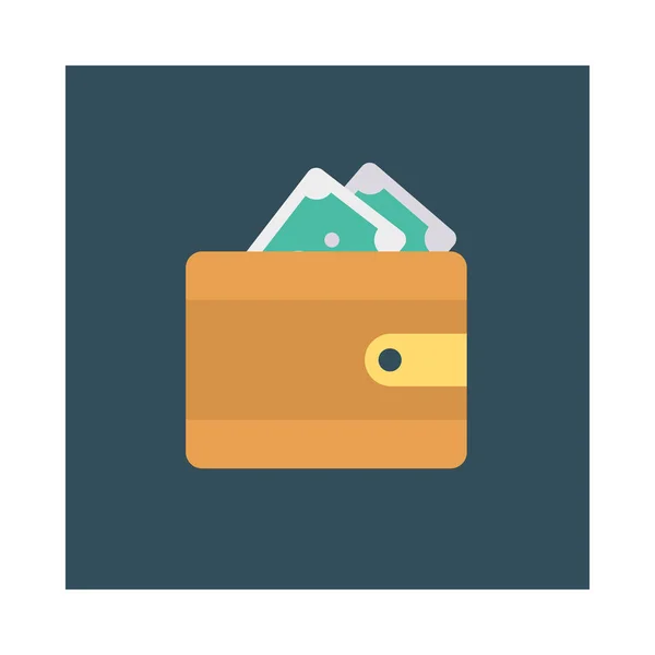 Wallet Money Flat Style Icon Vector Illustration — Stock Vector