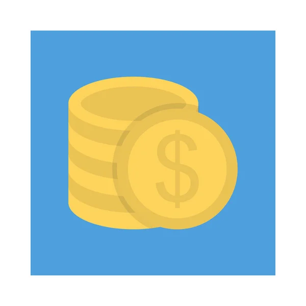 Dólar Monedas Icono Estilo Plano Vector Ilustración — Vector de stock