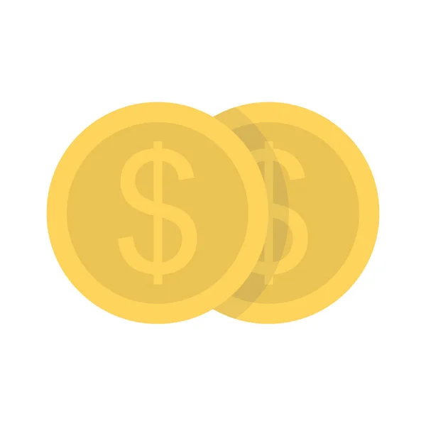 Dollar Coins Flat Style Icon Vector Illustration — Stock Vector