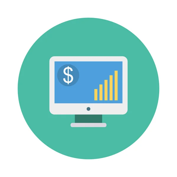 Wachstumsdiagramm Auf Dem Bildschirm Flache Stil Symbol Vektorillustration — Stockvektor