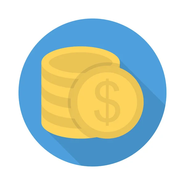 Dólar Monedas Icono Estilo Plano Vector Ilustración — Vector de stock