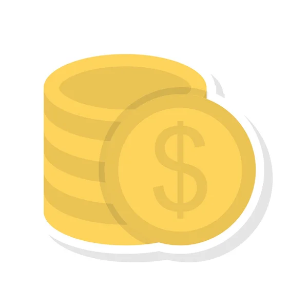 Dollar Coins Flat Style Icon Vector Illustration — Stock Vector