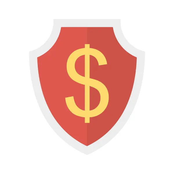 Símbolo Dólar Escudo Icono Estilo Plano Vector Ilustración — Archivo Imágenes Vectoriales