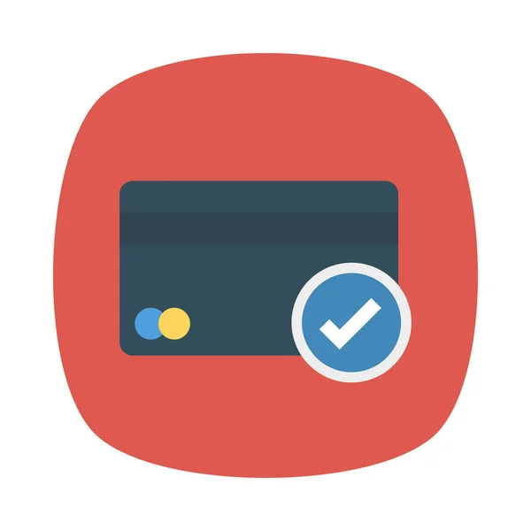 check mark sign with credit card flat style icon, vector illustration