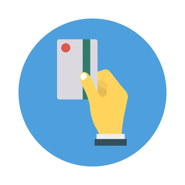 Mão Com Cartão Pagamento Ícone Estilo Plano Ilustração Vetorial — Vetor de Stock