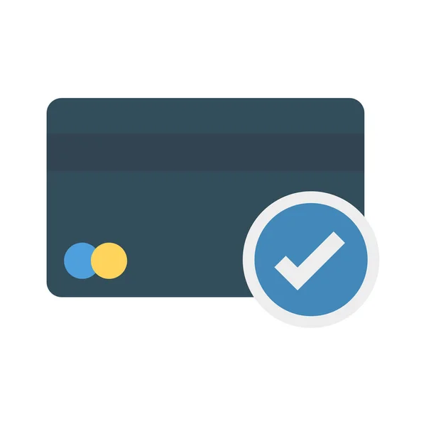 check mark sign with credit card flat style icon, vector illustration