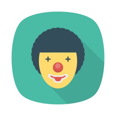 sirk palyaço düz simgesi, vektör, illüstrasyon