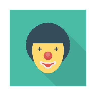 sirk palyaço düz simgesi, vektör, illüstrasyon