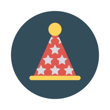 Doğum günü şapkası düz simgesi, vektör, illüstrasyon