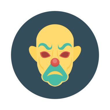 sirk palyaço düz simgesi, vektör, illüstrasyon