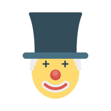 sirk palyaço düz simgesi, vektör, illüstrasyon