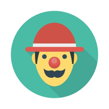 sirk palyaço düz simgesi, vektör, illüstrasyon