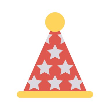 Doğum günü şapkası düz simgesi, vektör, illüstrasyon