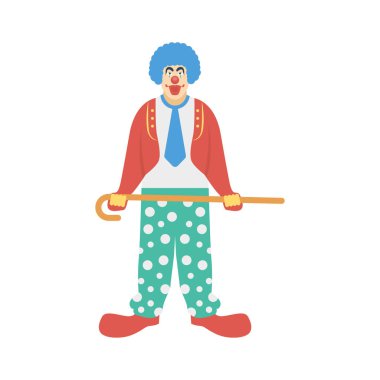 sirk palyaço düz simgesi, vektör, illüstrasyon