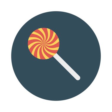 tatlı lolipop düz simgesi, vektör, illüstrasyon 