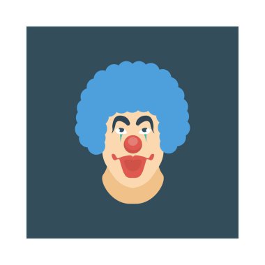 sirk palyaço düz simgesi, vektör, illüstrasyon