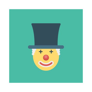 sirk palyaço düz simgesi, vektör, illüstrasyon