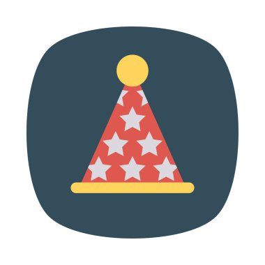 Doğum günü şapkası düz simgesi, vektör, illüstrasyon