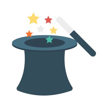 sihirli değnek düz simgesi, vektör, illüstrasyon