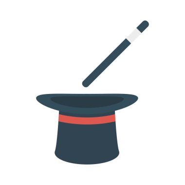 sihirli değnek düz simgesi, vektör, illüstrasyon