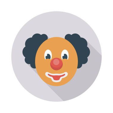 sirk palyaço düz simgesi, vektör, illüstrasyon