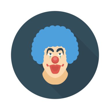 sirk palyaço düz simgesi, vektör, illüstrasyon