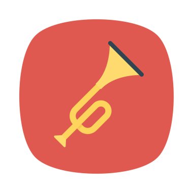 Trompet düz simgesi, vektör, illüstrasyon