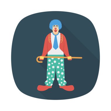 sirk palyaço düz simgesi, vektör, illüstrasyon