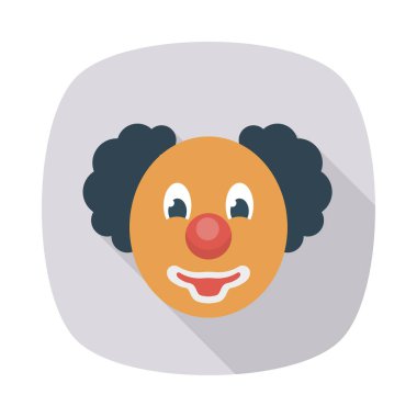 sirk palyaço düz simgesi, vektör, illüstrasyon